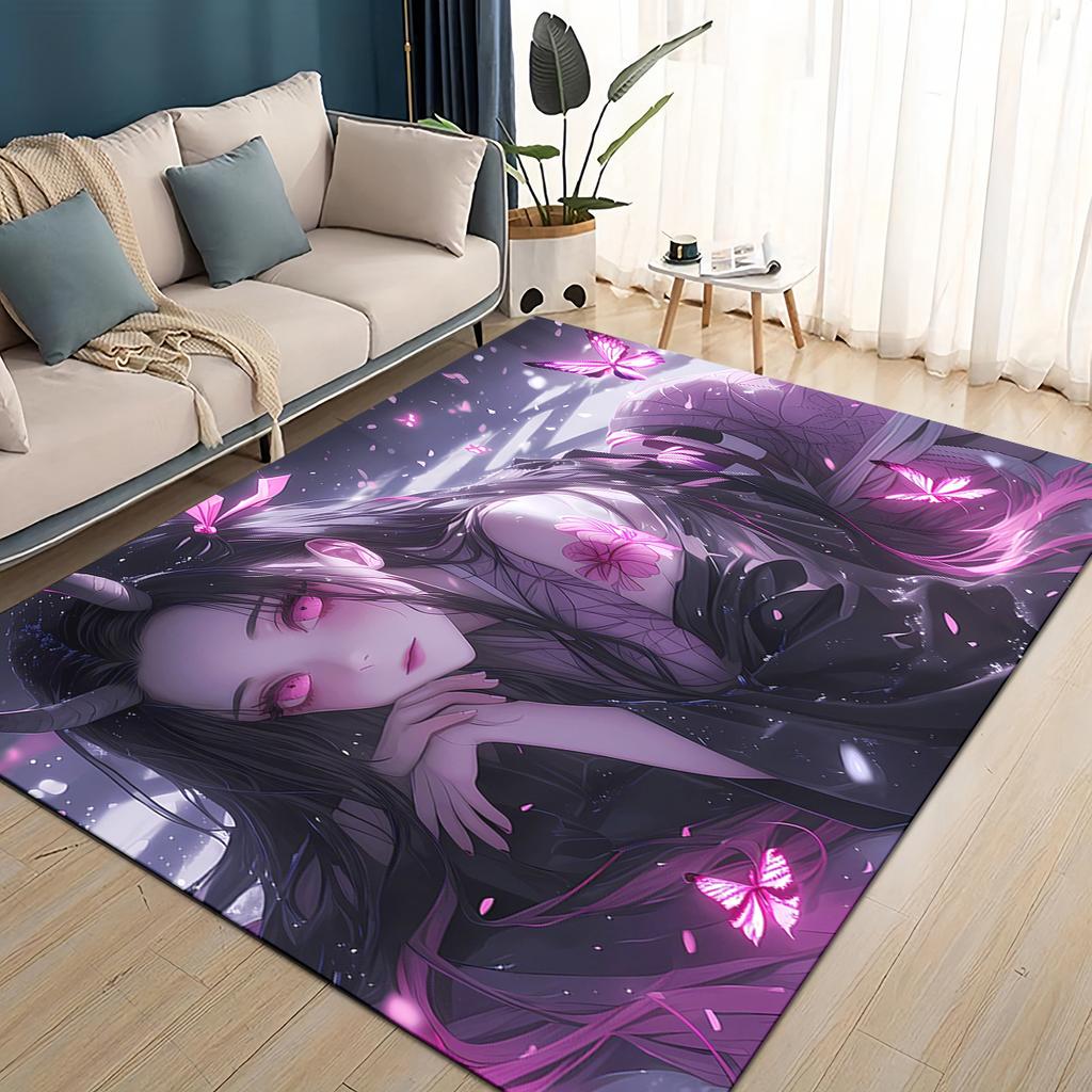27 Style Demon S-Slayer Cartoon Kamado Nezuko Anime Carpet Rug for Living Room Bedroom Home Sofa Decoration,Non-slip Floor Mat