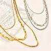 Geometric Modern Layering Necklaces with 18K Gold Plated Stainless Steel and Sweater Chain