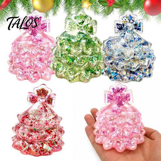 Xmas Tree Sensory Toy Glitter Christmas Squeeze Toy, for Stress Relief, Mini Fidget Slow Rise Holiday Gift Kids Adults