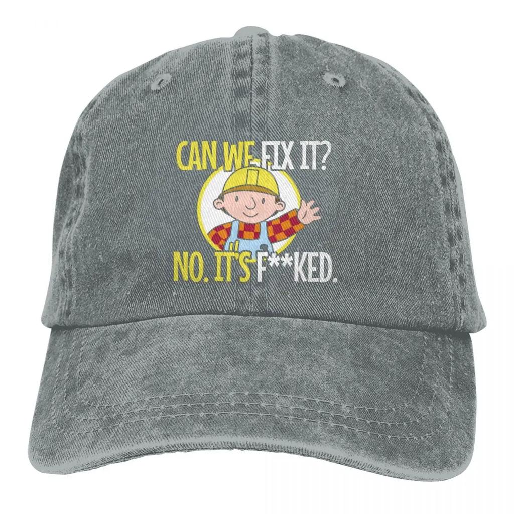 Vintage Bob The Builder Can We Fix It Baseball Caps Unisex Style Distressed Washed Cap Funny Repair Man Hats Cap