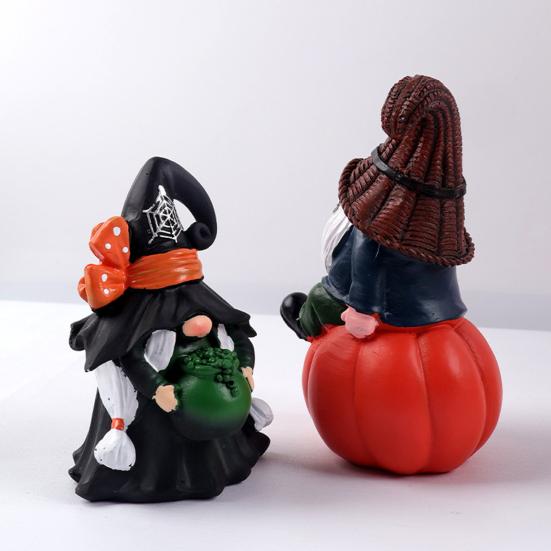 Halloween Kabouter Decoratie Pompoen Koppeltje Hars Beeldje Sprookjes Thema Kabouter Sculptuur Binnen Buiten Tafel Bureau Huis Decor