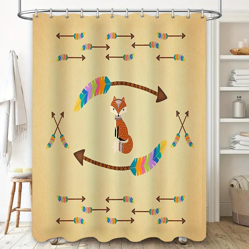 Fuchs Duschvorhang Waldtier Badezimmer Dekor Wald Thema Wasserdichtes Gewebe Duschvorhang Vintage Naturmuster Heimtextilien