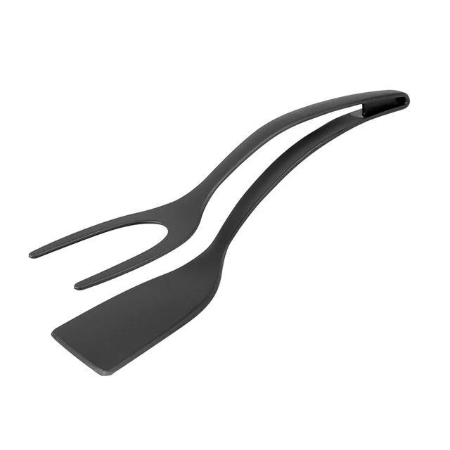 Multi-Functional 2 In 1 Egg Spatula Tongs - Nylon Grip Flip Clamp Steak Pancake Fried Turners Kitchen Cooking Tools Accessories