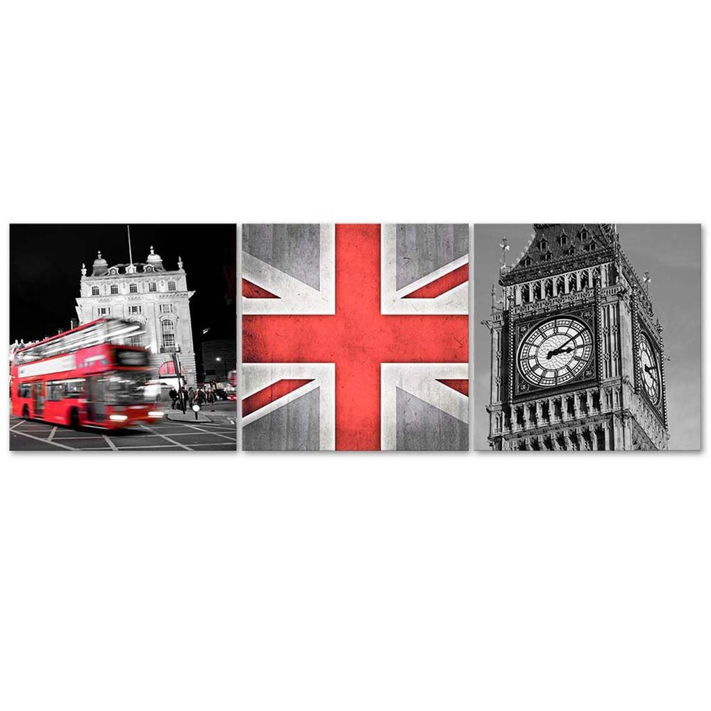 Feeby Juego de tres imágenes impresión en lienzo, Recuerdos de Londres