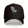 Praying Hands Cross Graphic Baseball Cap Unisex Polyester Adjustable Curved Brim Casual Sun Protection Hat