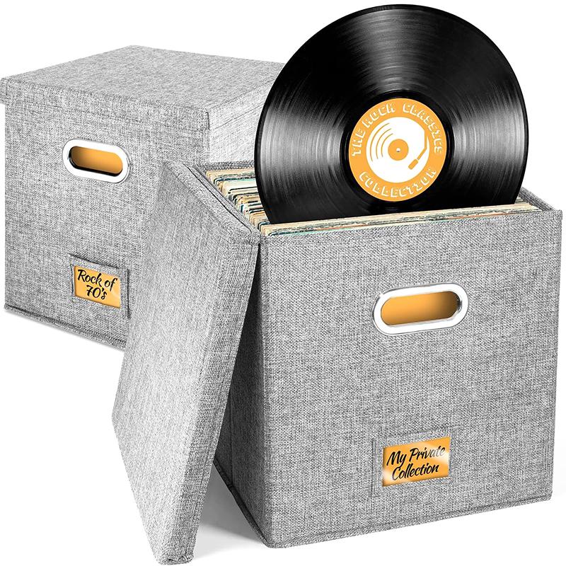 12-Inch Vinyl Record Storage Boxes With Lids And Handles Dustproof Stylish And Practical Lp Record Organizer For Records