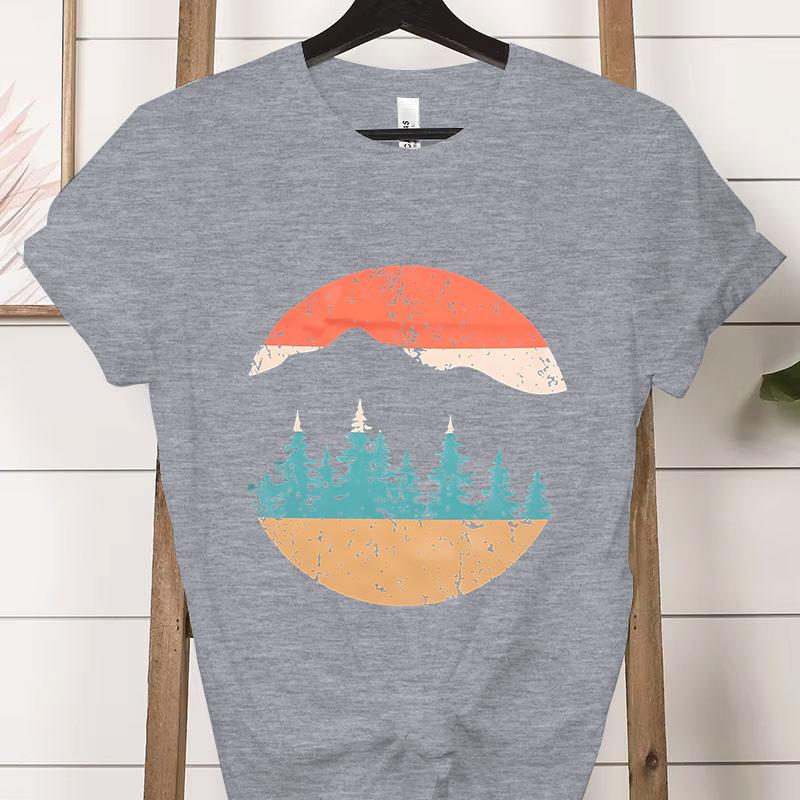 Vintage Abenteuer Berg Grafik T-Shirts Damen Lustiges Naturfreund Geschenk Klassische Oberteile Frau Abenteuer Draußen Berg T-Shirt
