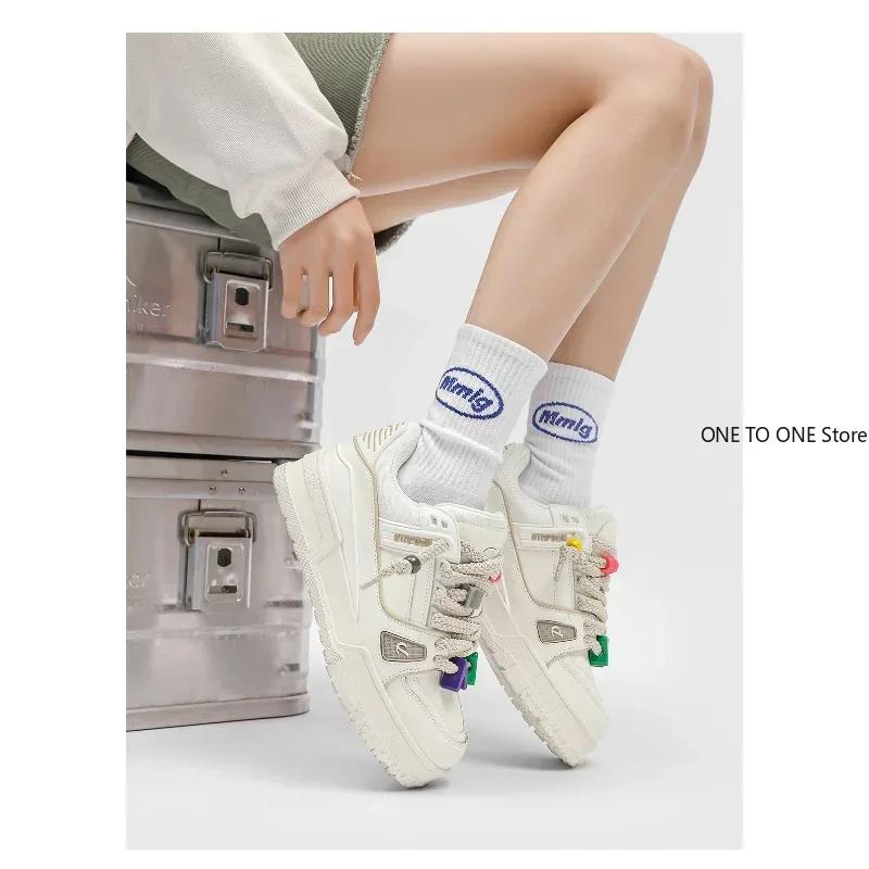 2025 Mode Damesschoenen Koppel Witte Gevulkaniseerde Schoenen Casual Veterschoenen Nieuwe Outdoor Platform Sneakers Zapatos Para Mujeres