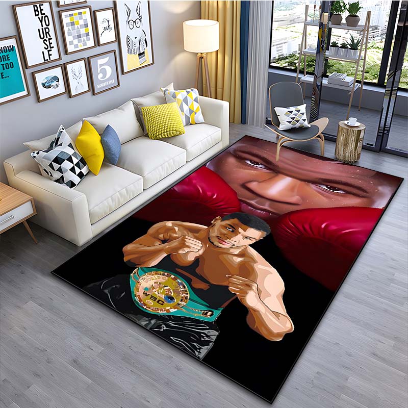 Boxing King Pattern T-Tyson Carpets 15 Sizes Living Room Bedroom Bedside Floor Mat Area Rug Man Cave Home Cloakroom Decoration