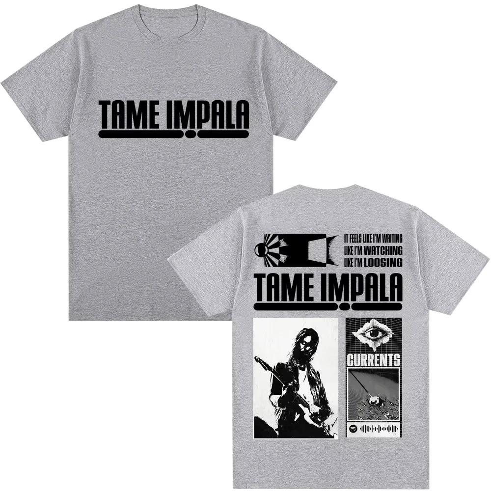 Tame Impala Currents Album Double Sided Graphic T-Shirt Psychedelic Rock Band Unisex Black Cotton T-shirts