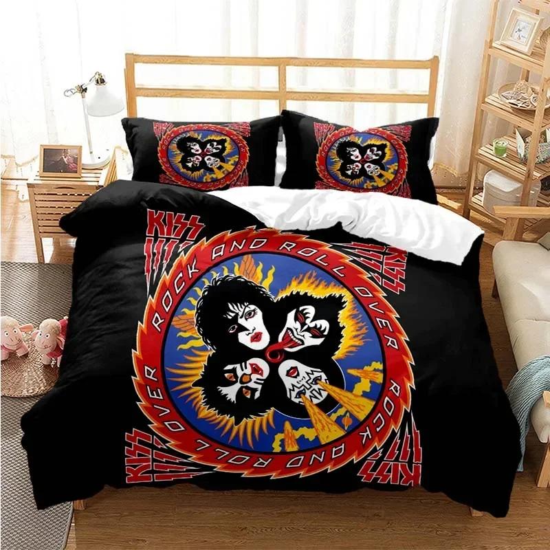 Kiss Band Fashion Comfortable Duvet Quilt Cover Pillowcase Bedding Set Children Bedroom Decoration Home Textile
