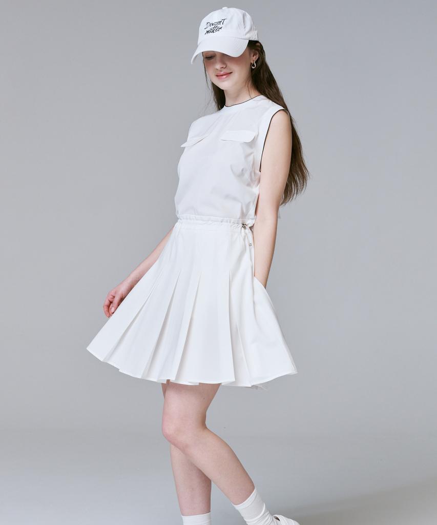 Cream Golf Punched Pleated Dress
