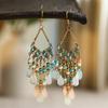 Ethnic Style Water Drop Earring For Women Bohemian Beads Tassel Earring Girls Retro Daily Wear Party  Accessories