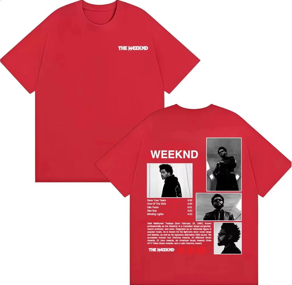 Rapper The Weeknd Starboy Album Cover T Shirt Unisexs Womens Clothing Harajuku Punk Hip Hop Tshirts Unisex Cotton Short Sleeve Top