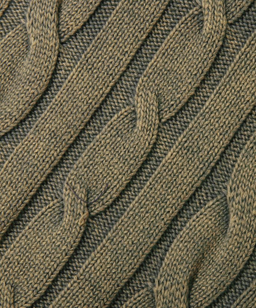 TRILLION Vintage Washed Cable 2-Way Zip-Up Knit (Beige Khaki)