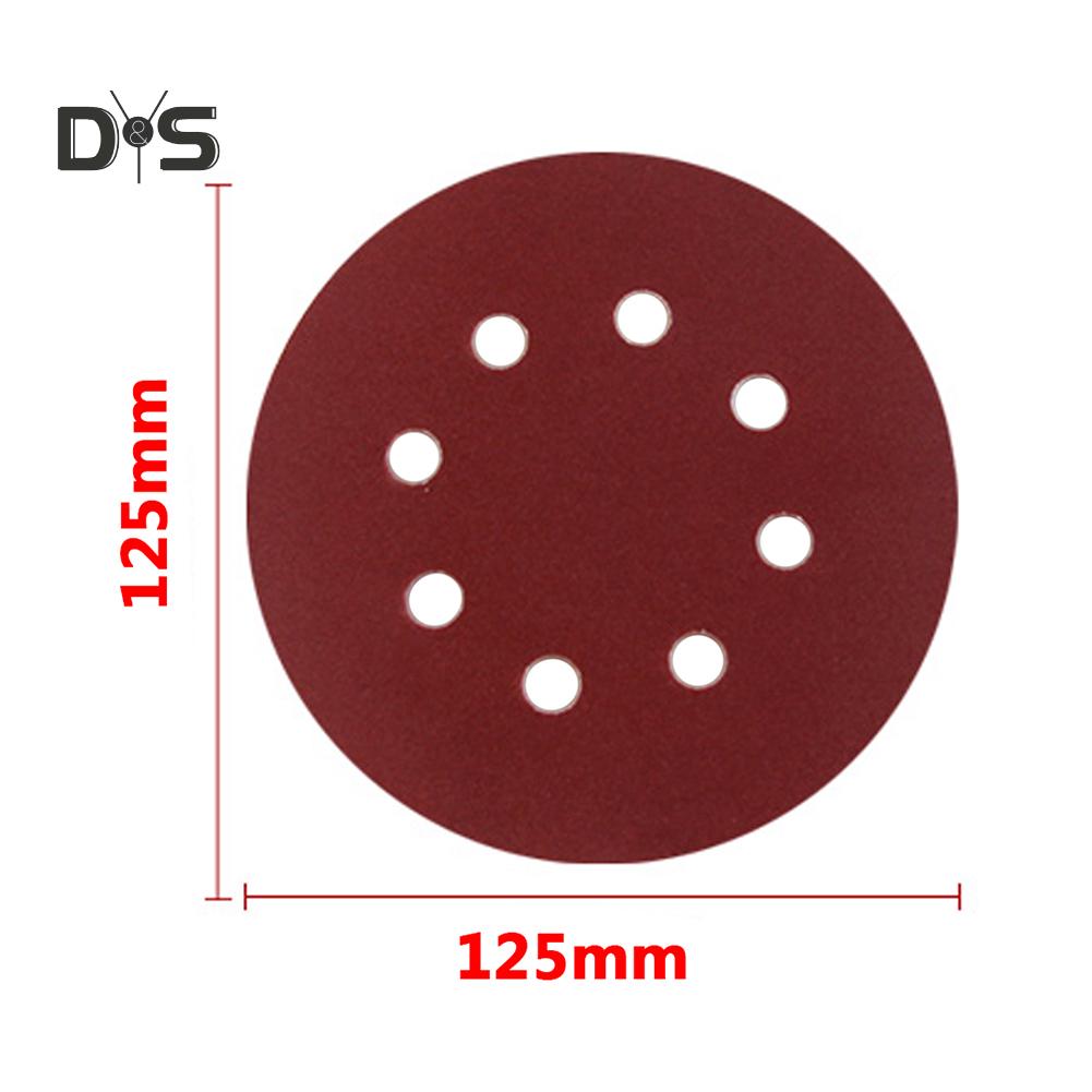 DYS TOOL SHOP 5 Stück 40-240 Körnung 125 mm rundes Polierschleifpapier 8 Löcher Schleifscheibenblätter