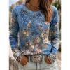 2026 Autumn New Women's Long-Sleeved Round Neck Casual T-Shirt with Colorful Floral Print Plant Elements Outdoor Chic Top