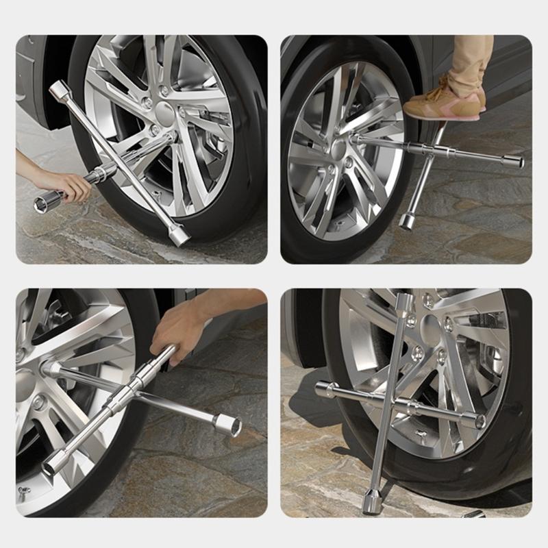 Vehicle Efficient Socket Wrench Spanner Tool For Tire Removal Foldable Design Emergency Tool Multiple Size Compatibility
