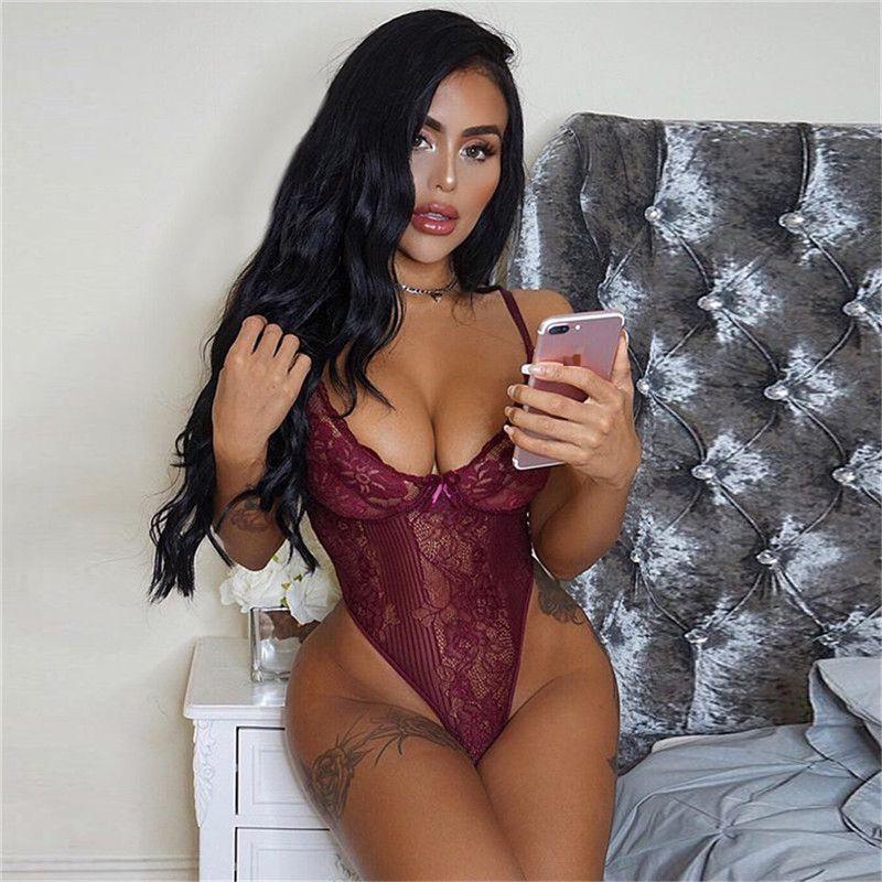 Alluring Women Sexy Teddy Lingerie Babydoll With V-neck Adjustable Straps And Lace Design