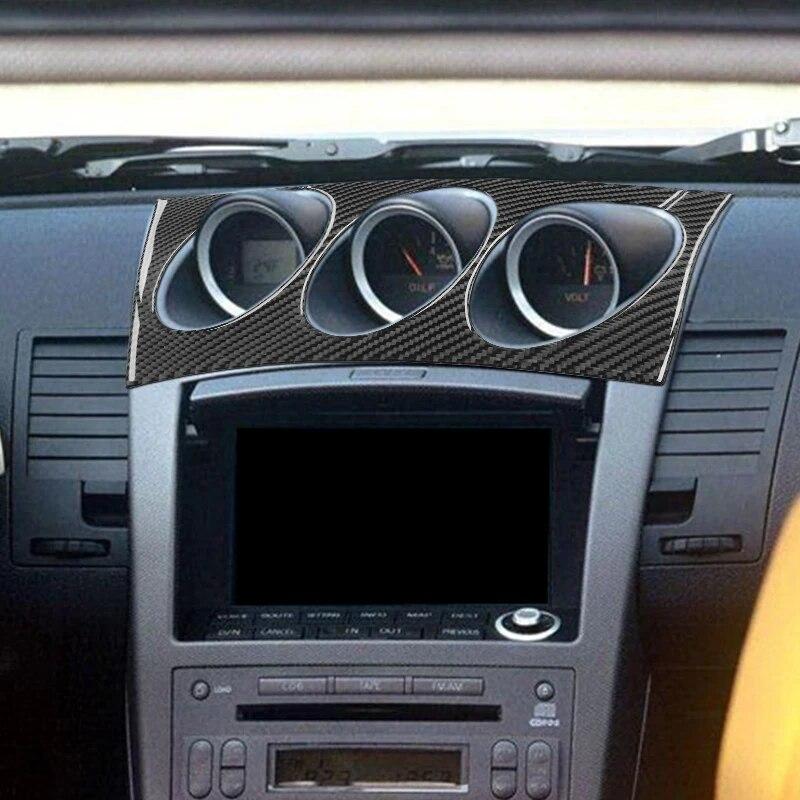 Carbon Fiber Car Interior Air Conditioning Radio Control Panel Cover Trim Sticker For Nissan 350Z Z33 2003-2009 Car Accessories