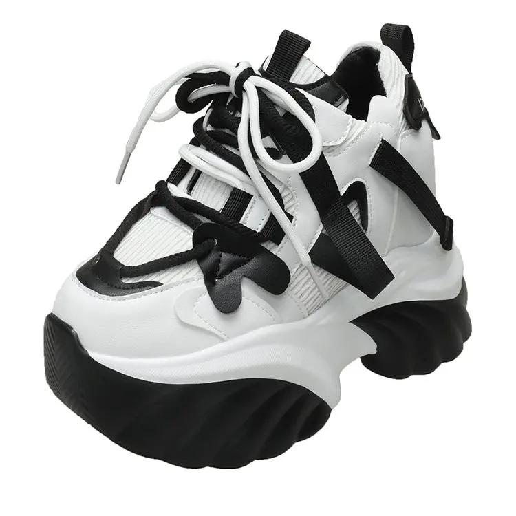 High-quality New Women Platform Sneakers Mesh Casual Chunky Sneakers Heels Wedges Breathable Height Increasing Shoes Woman