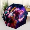 KPop Demon X Automatic Opening and Closing Folding Umbrella with 8-rib Frame and Compact Travel Design, Perfect for All Occasions | Stylish