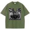 Streetwear Cat Hip Hop T Shirt Vintage Washed Cotton T-Shirt Graphic Tee Casual Streetwear Spring Summer Tee