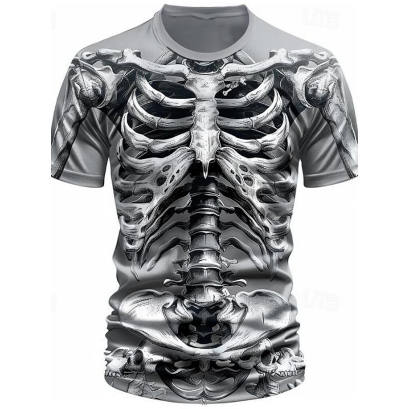 3D Print Cool Skulls Skeleton Graphic Casual Tees Street Style Men's T Shirt Short Sleeve O-Neck Shirts Summer Classic Clothing