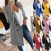 Damen Winter einfarbiger Wollmischungs-Trenchcoat schmal geschnitten mit Revers und langem Schnitt Oberbekleidung