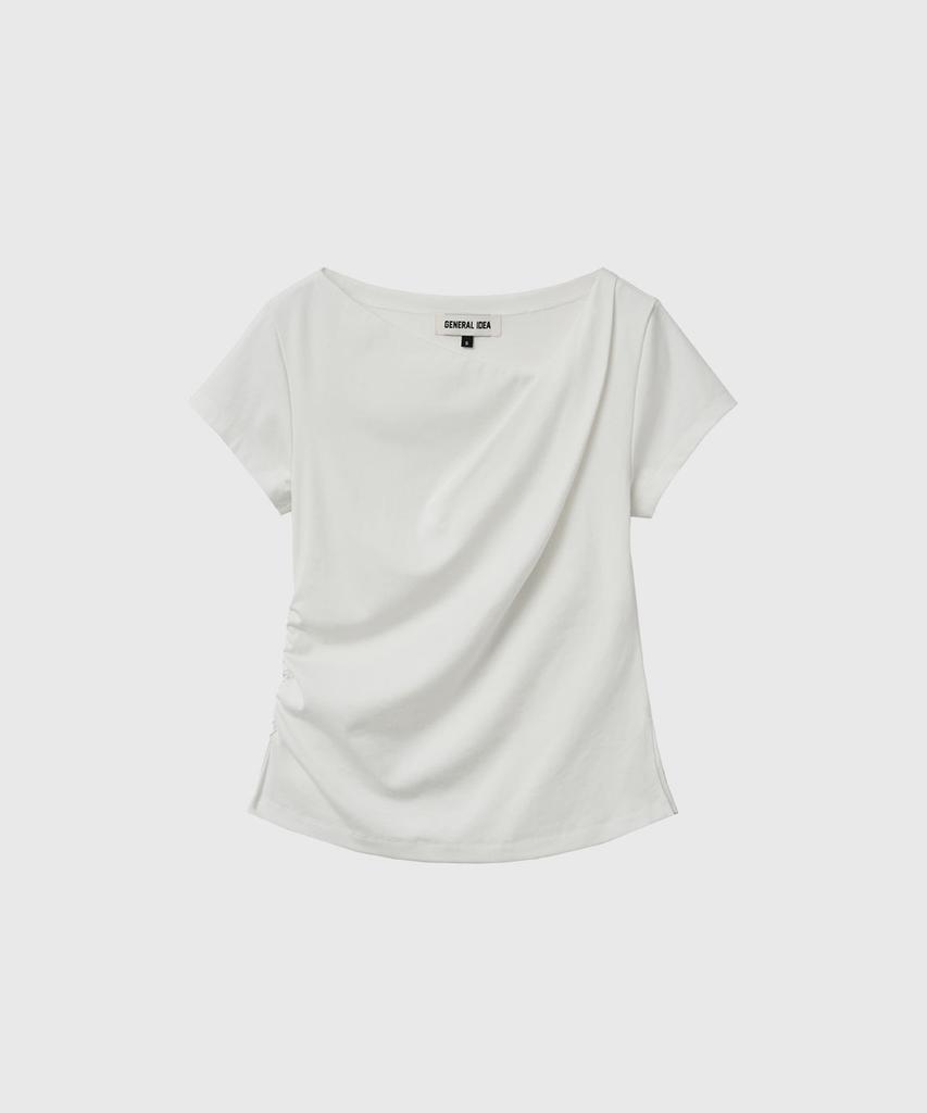 GENERALIDEA Drape Shirred Jersey Blouse [Off White] / Gf2Lts527