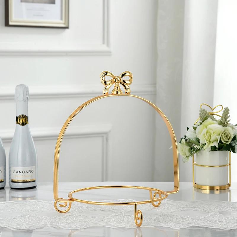 Enkellaags Tweelaags Drie Laags Strik Metalen Taartstandaard Goud Zilver Rond Parel Dessert Taartvorm Fruitplateau Display Stand
