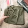 Blauw Waterrimpels IJszijde Broek voor Dames Zomer Hoge Taille Zakkend Wijde Pijpen Broek Dames Rechte Gestapelde Baggy Broek