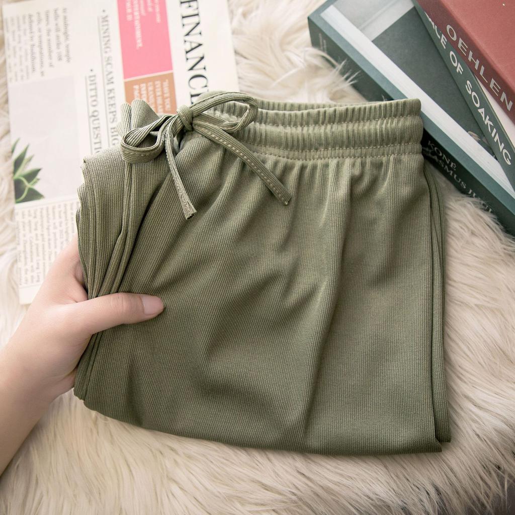 Blauw Waterrimpels IJszijde Broek voor Dames Zomer Hoge Taille Zakkend Wijde Pijpen Broek Dames Rechte Gestapelde Baggy Broek