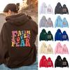 Fleece Shoulder Sleeve Sweater Back Letter Print Kangaroo Pocket Drawstring Hoodie