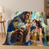 3D Beauty and The Beast Lovely Cartoon Flannel Blanket,Warm and Cozy Soft Throw Blanket for Home Bedroom Bed Sofa Cover Gift Kid