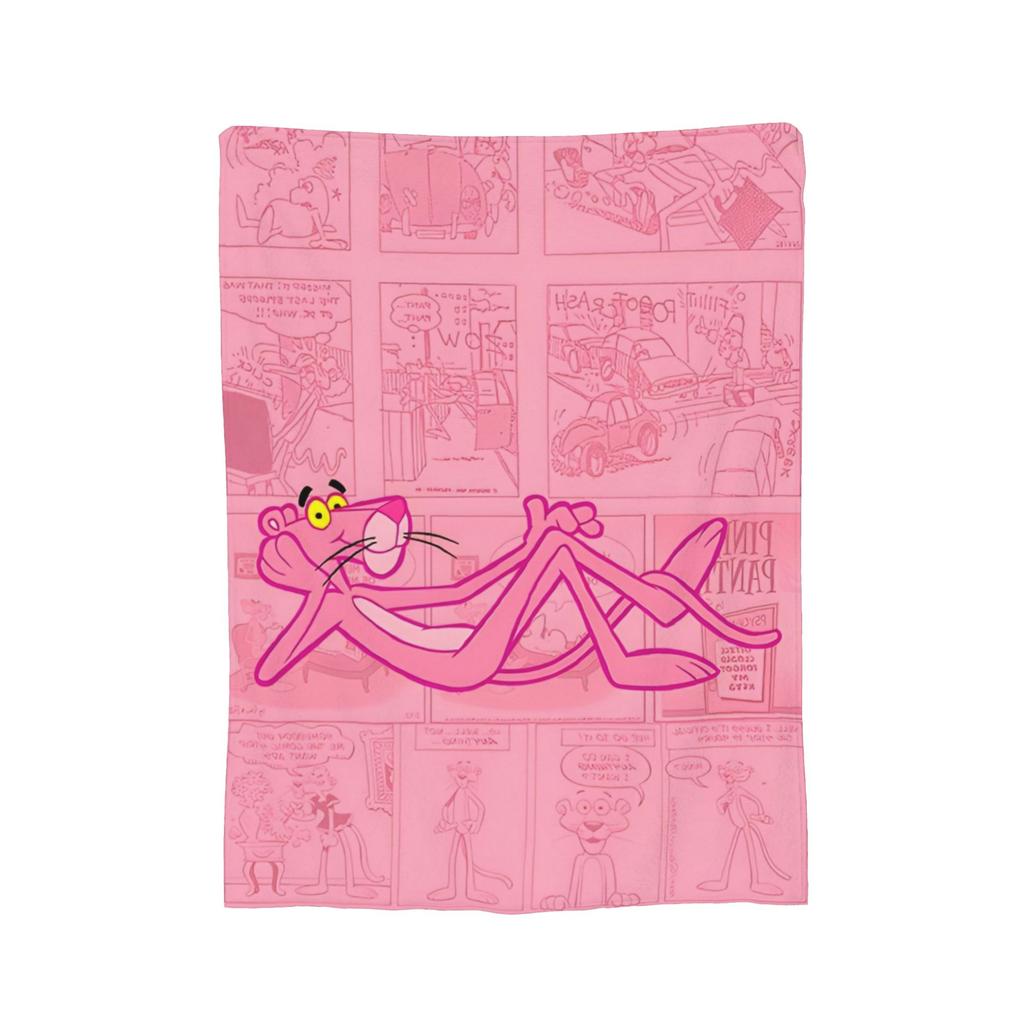 Couverture Rose Panthères Choc Flanelle Vintage Respirante Jeté pour Literie Salon Décor Textile,