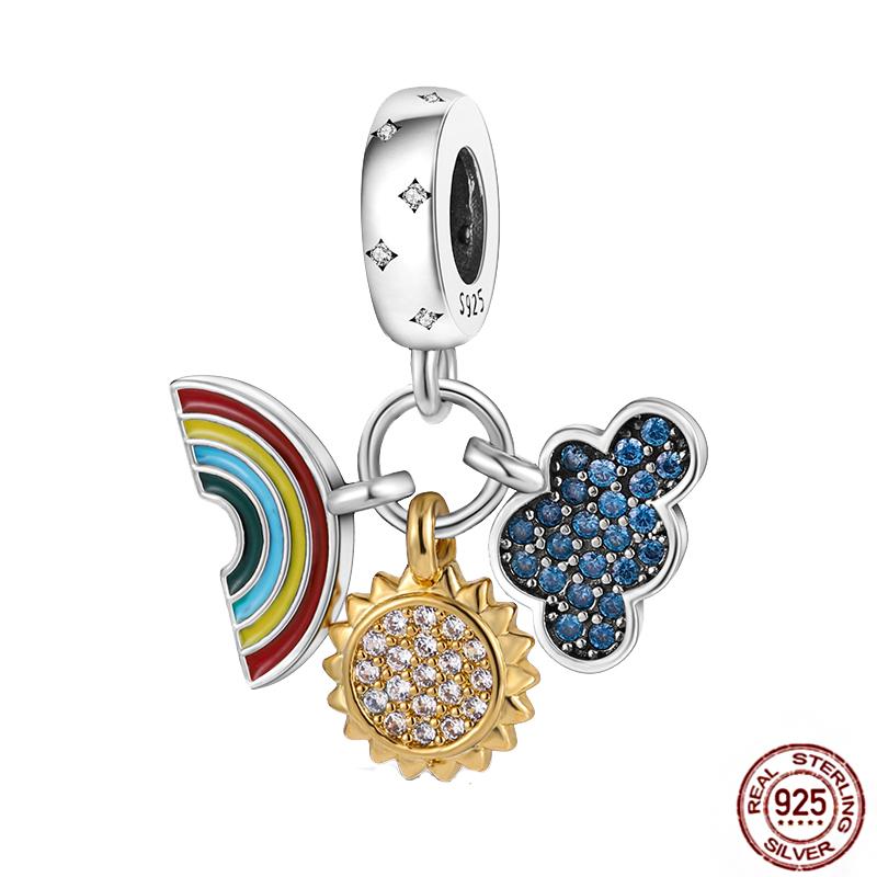 Rose Gold Yellow Charm Bead Components Copper Metal Sunflower Leopard Firefly Bead Components Compatible With Authentic Original Bracelet High
