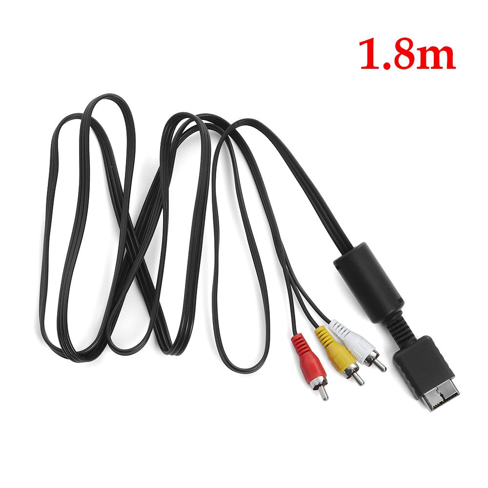 1.8m Black Multi Out 3 RCA Video/Audio Cable Flat AV Cord