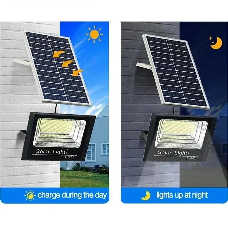 30W/60W/100W200W Solar Flood Lights Remote Control Powered Spotlight Outdoor Waterproof IP67 Villa Street Lamp Adjustable Angle
