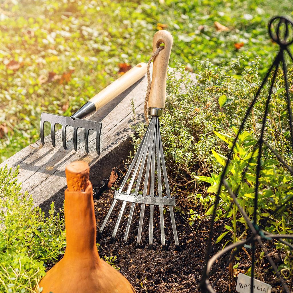 KADAX 5-in-1 Garden Tool Set Trowel Rake Hoe Claws Dibber