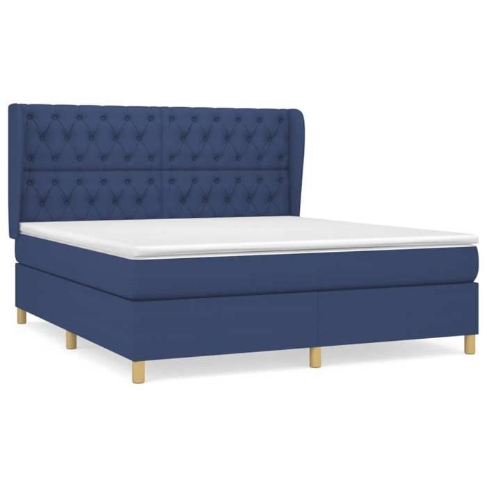 Maison Exclusive - Lattenrost-Bettgestell mit Matratze Blau 160x200 cm Stoff