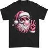 Retro Santa Blowing Bubble Gum Christmas Pink Sunglasses T-Shirt