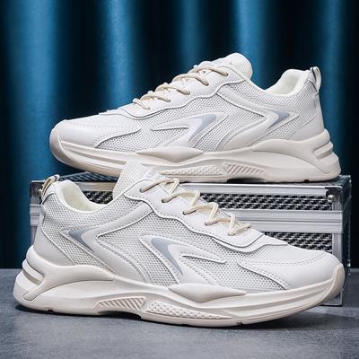 Chaussures Papa Homme en Mesh Été Respirantes Chaussures Blanches Tout-aller Tendance Homme Tout-aller Semelle Épaisse Chaussures de Sport Étudiant Baskets Homme