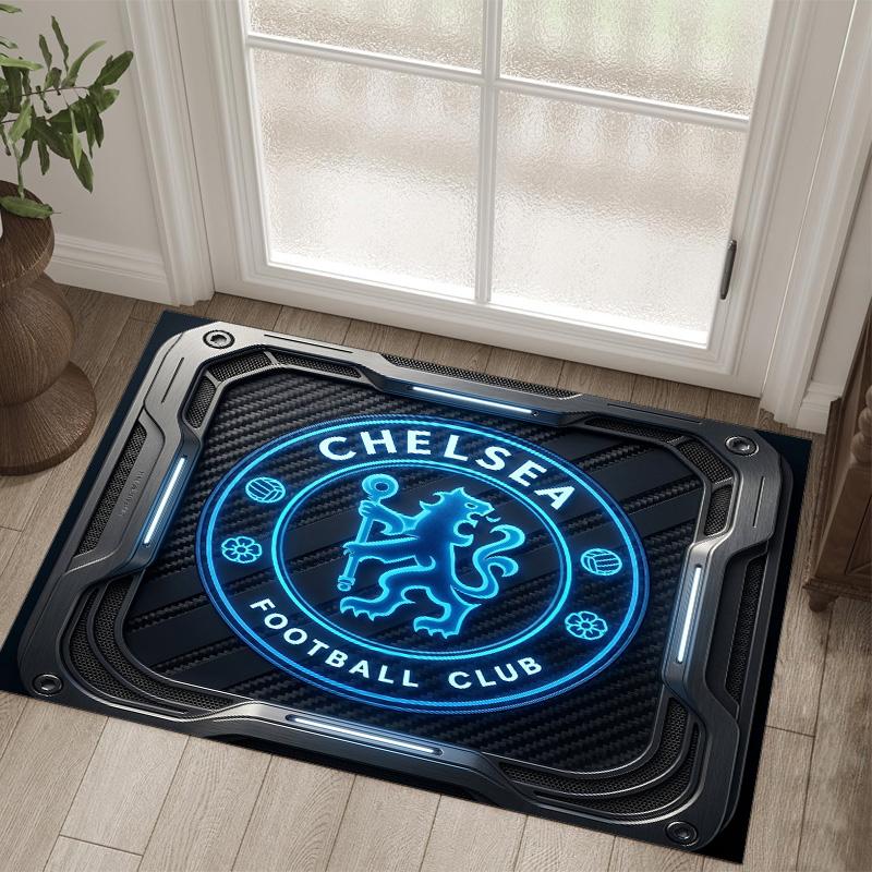 Chelsea FC Design Kristály Bársony Szőnyeg Kényelmes Nem?Csúszásgátlós mintás szőnyeg hálószobába, nappaliba, előszobába