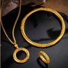 Luxuriant Brocade Gilt Set: Chinese Style Women's Bangle, Ring, and Pendant Jewelry