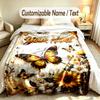 Butterfly Theme Soft Blanket Personalized Custom Name Text Print Warm Blanket Home Sofa Bedroom Decor
