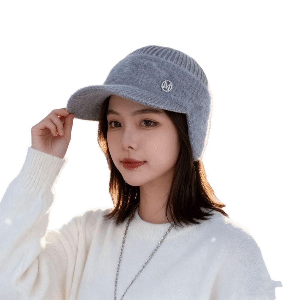 Windproof Knitted Hat Thickened Baseball Cap Fashion Winter Hat for Women