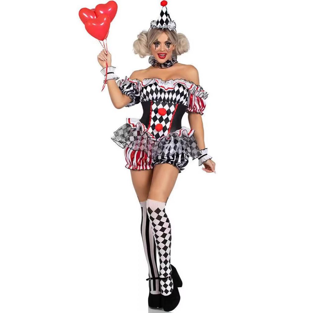 Female Clown Costume For Cosplay Events With Comfortable Polyester Fabric And Multiple Sizes