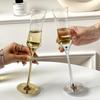 Französisches Kristall-Sektglas mit Taillen-Design - Elegant galvanisiert, Hoher Stiel, Blasenbecher für Desserts & Rotwein, Perfekt zum Verschenken