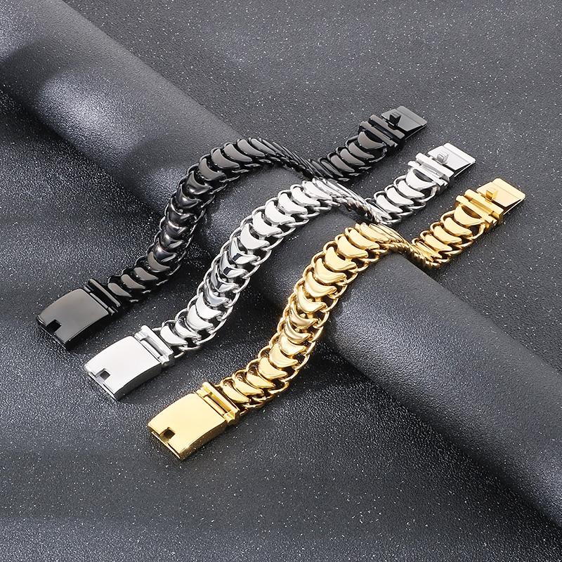 Kalen Nieuwe Hoogglans Glanzende Armbanden 19/20/22cm Roestvrij Staal Fiets Schakelketting Fietsketting Armbanden Mode Mannen Accessoires